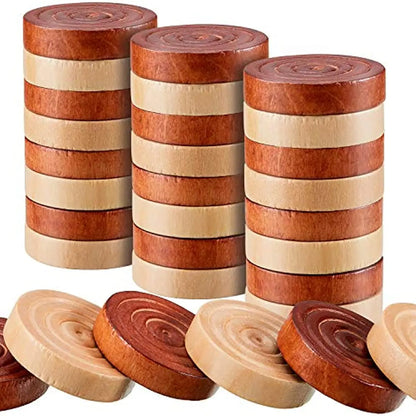 30Pcs/set Wooden Round Checkers Pieces For Backgammon Chess Game Accessories