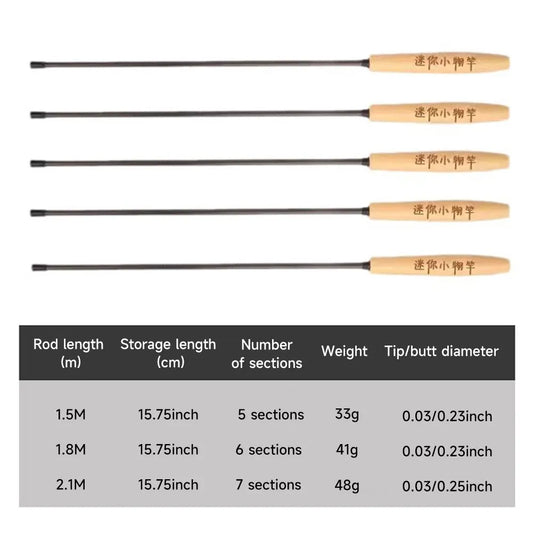 Ultralight Carbon Fishing Rods 1.2/1.5/1.8/2.1M Portable Telescopic Travel Mini Stream Feeder Pole Hard Pesca Carp Freshwater