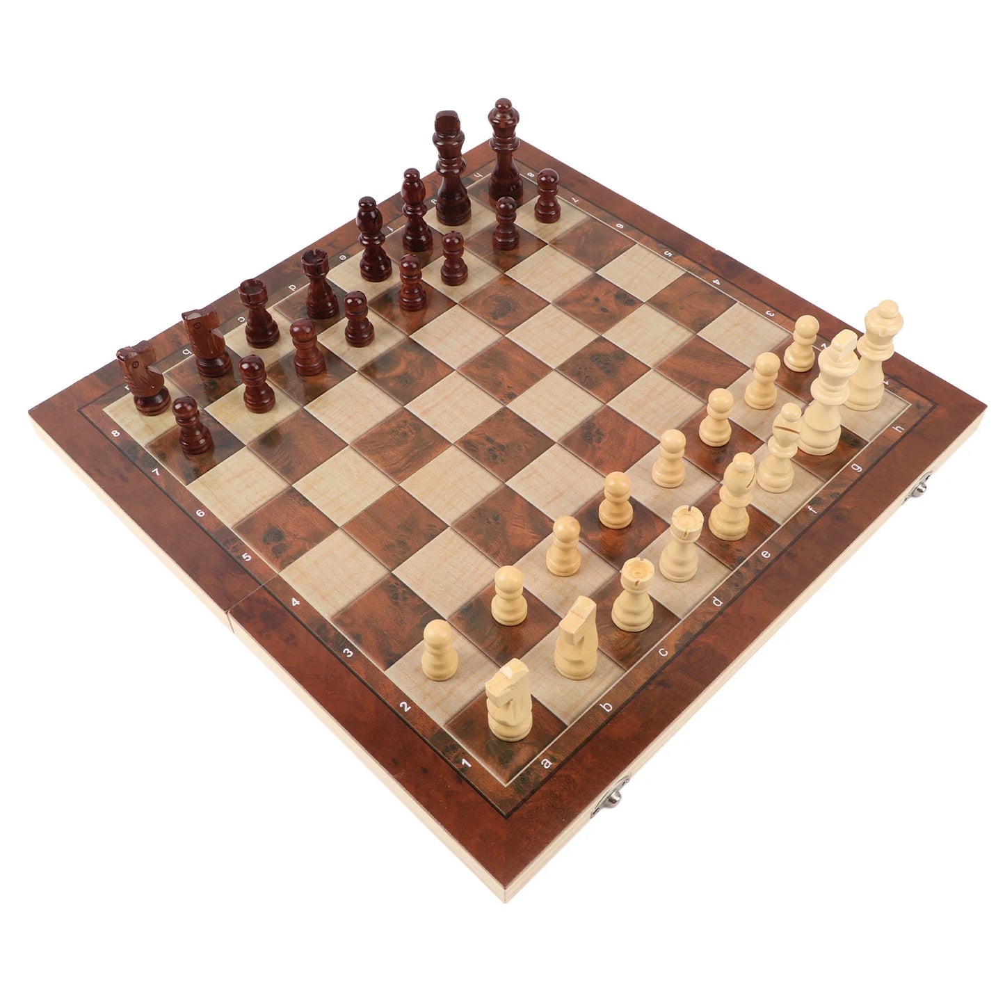 3 in 1 Wooden Chess Checkers Set Portable Chess Checkers Game Set with Wooden Folding Board for Kids Adults Chess Checkers Set