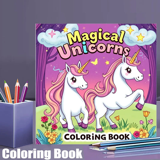 28 Pages Original Magical Unicorns Coloring Book for Adult | Colouring Book, Drawing Supplies for Christmas, Thanksgiving
