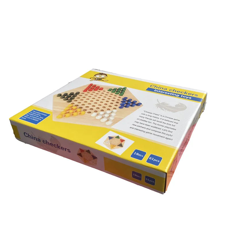 Hexagonal Checkers, Parent-child Puzzle Game Wooden Jumping Beads Children's Educational Toys Board Game CPC
