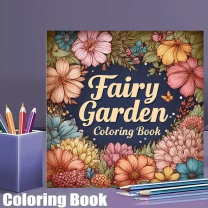 28 Pages Original Fairy Garden Coloring Book for Adult | Colouring Book, Drawing Supplies for Christmas, Thanksgiving, Halloween