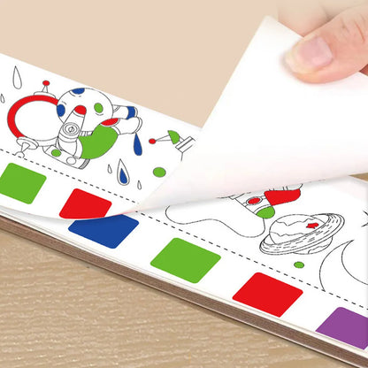 12 Sheets/Set Portable Watercolor Painting Book - Kids Coloring Book with Paint Brush, Graffiti Picture Drawing Stationery