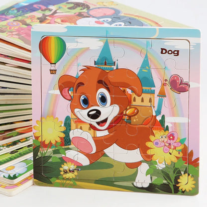 New 20 Piece Wooden 3d Puzzle Cartoon Animal Vehicle Jigsaw Puzzle Montessori Educational Toys For Kids Baby 1 2 3 Years