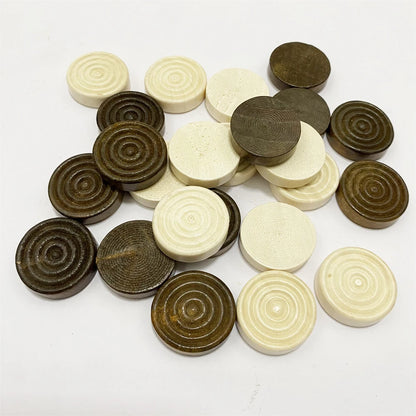 24Pcs/set Wooden Chips Round Checkers Pieces For Backgammon Chess Game Accessories