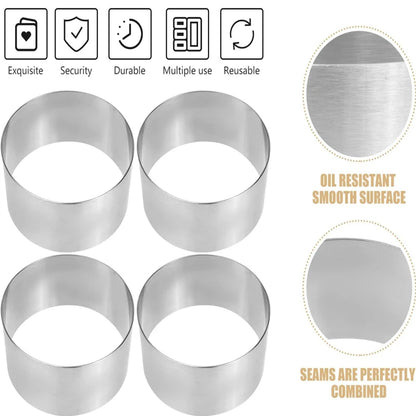 2/3/4Pcs Stainless Steel Round Cake Ring Mold Set Cake Decoration Tools Cupcake Mousse Pastry Baking Mould Tools Cooking Rings