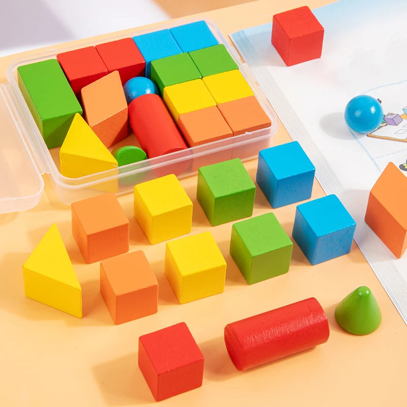 16/24/38Pcs Hot Wooden Building Blocks Set Assembled Building Blocks Baby Shape Color Early Educational Toys Gifts for Children