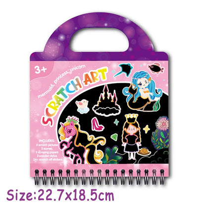 Kid Scratch Art Play Set Colouring Book DIY Drawing Stencils Sticker Creative Craft Toy Kindergarten Activtiy Education Toy Gift