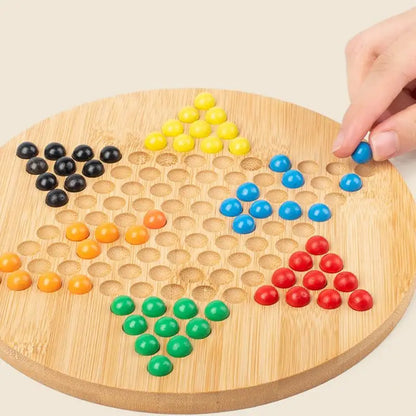 Chinese Checkers Game Set Wood Beads Chinese Checkers Plate Strategy Puzzle Family Board Game For Boys Girls Friends