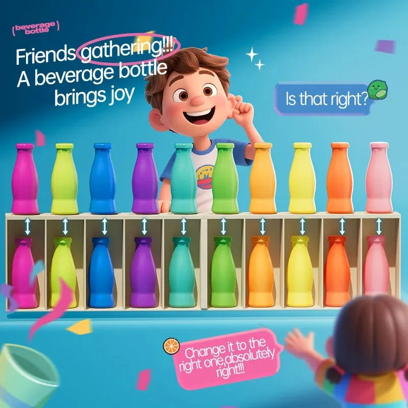 Children's Fun Beverages Color Match Early Childhood Training Interactive Board Game