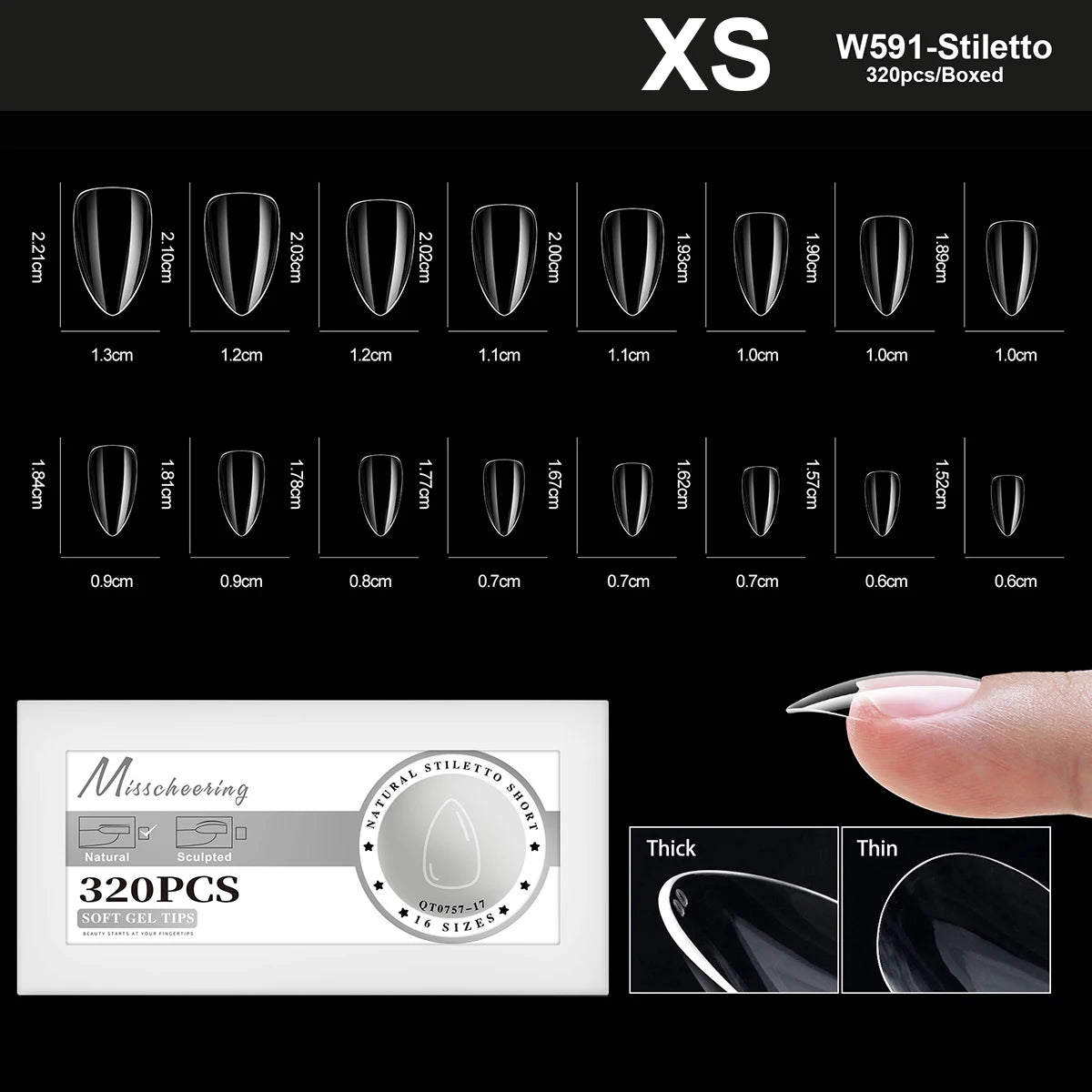 XS-L Nature Soft Gel False Nail Tips Full Cover Press on Almond Capsules Coffin Artificial Glossy Fake Nails Extension 16 Sizes