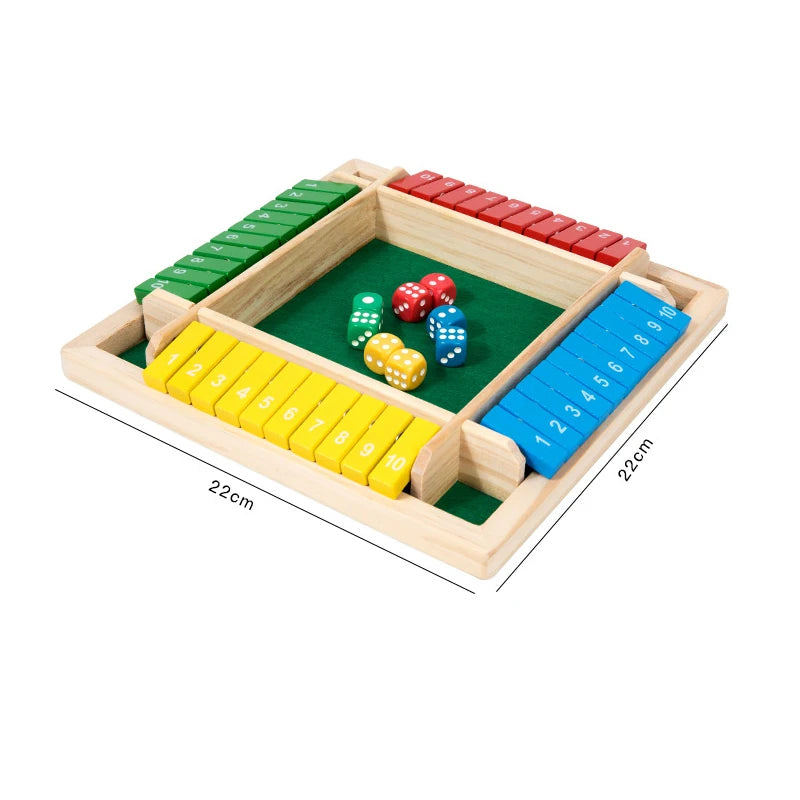 Shut The Box Dice Board Game Wooden Flaps & Dices Game