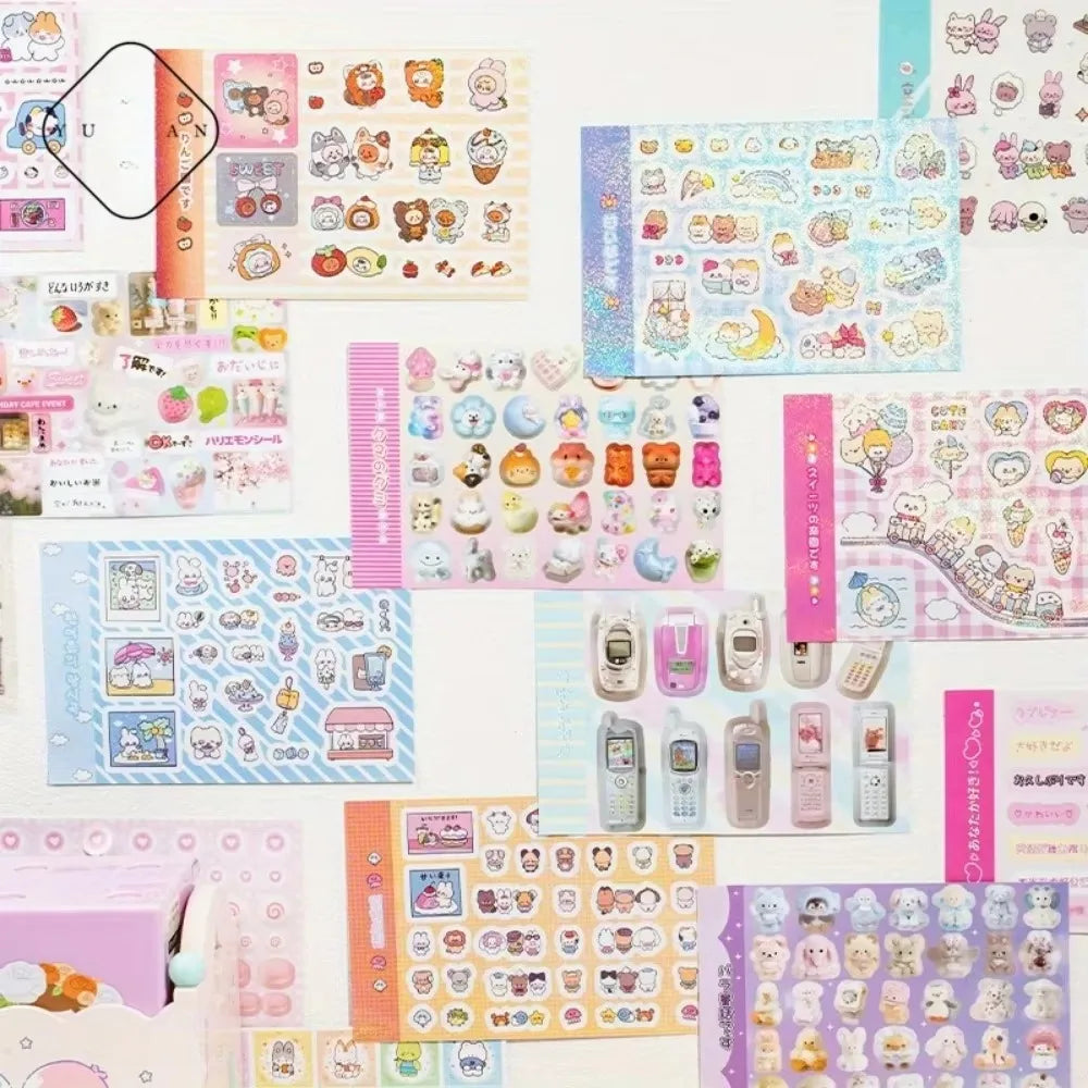 1500 sheets of various patterns mini theme cartoon retro style DIY planner decoration base scrapbook materials sticker art