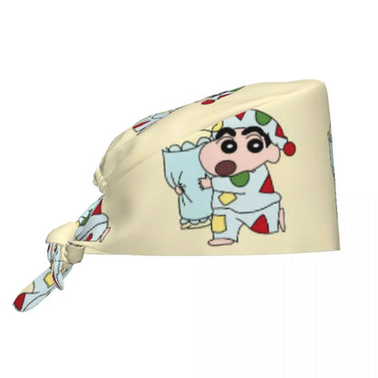 Custom Crayons Shin-chans Cute Anime Scrubs Cap Surgical Hats Women Men Operating Room Cap Nursing Cap Lab Works Hat