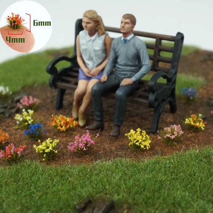 104Pcs Miniature Static Flower/Grass Tuft Plant Model Kit for Diorama Railway/Building/Garden Micro Landscape Model Making