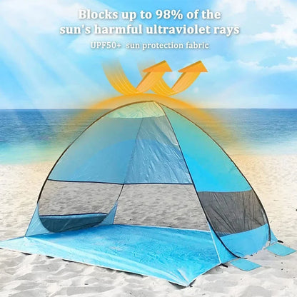 Pop Up Beach Tent Outdoor Camping Travel Shade Sun Shelter Tent Lightweight Folding Waterproof UV Protection Tents 2-3 Man/Women