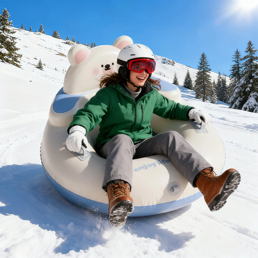 1PC Thickened Heavy Duty Hard Bottom Sleds for Snow with Handles, Winter Toys for Outdoor Sledding Snow Tube Sports