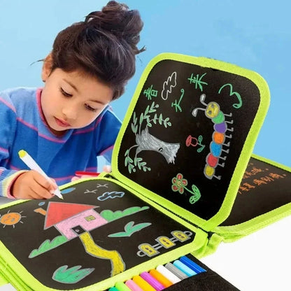 Erasable Kids Drawing Book Portable Montessori Painting Toys Blackboard Coloring Books Drawing Boards 6 Pages +3Pcs Pens