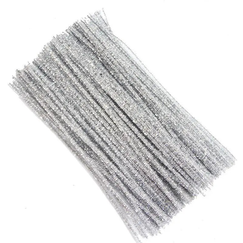 100pcs Glitter Chenille Stems Pipe Cleaners Plush Tinsel Stems Wired Sticks Kids Educational DIY Craft Supplies Toys Craft Xmas