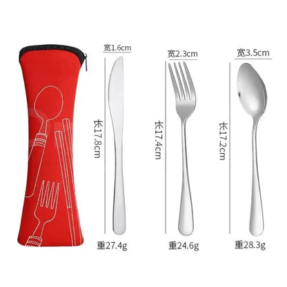 1/3pcs Picnic Set Tableware Washable With Zipper Travel Cutlery Kit  Portable Pouch For Dinner Household Tool Camping Spoon