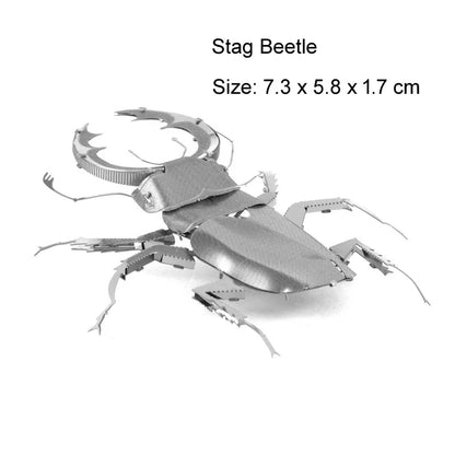 3D Metal Puzzle DIY Handmade Animal Insect Ladybug Carp Butterfly Assembly Model Jigsaw Puzzle Toys for Adult