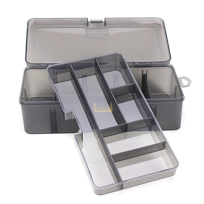 Fishing Box Gray Double Layer Fishing Gear Road Sub Box PP Material Plastic Tool Box for Fake Bait
