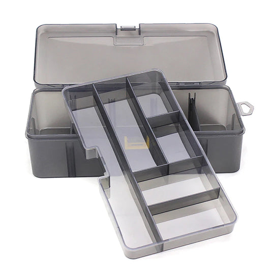 Fishing Box Gray Double Layer Fishing Gear Road Sub Box PP Material Plastic Tool Box for Fake Bait