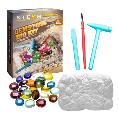 Gemstone Dig Kits For Kids Educational Toy Crystal Mining Archaeology Excavation Dig Gem Stones Children STEM Learning Gifts