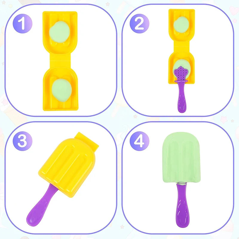 Funny Ice Cream Playdough Mold Kids DIY Toys 3D Rabbit Butterfly Popsicle Clay Dough Plasticine Mould Boys Girls Party Favor