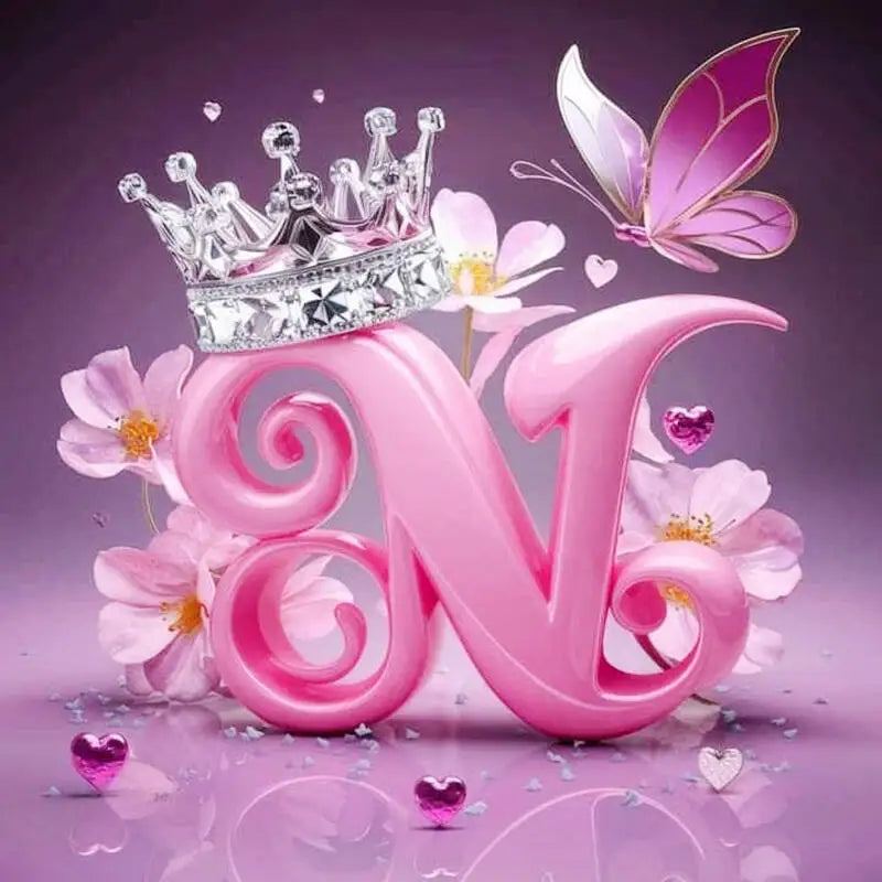 Huacan New Arrivals Diamond Painting Crown Letters  Full Drill Mosaic Butterfly Alphabet Art Wall Decor For Home Craft Kit