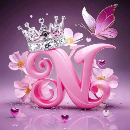 Huacan New Arrivals Diamond Painting Crown Letters  Full Drill Mosaic Butterfly Alphabet Art Wall Decor For Home Craft Kit