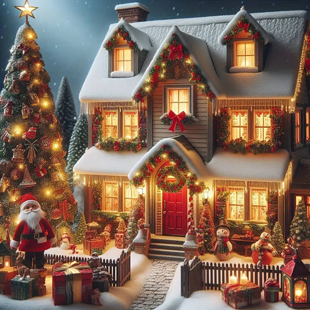 EverShine Diamond Embroidery House Landscape Winter Full Drill Mosaic Car Diamond Painting Christmas Craft Kit Home Decor Gift