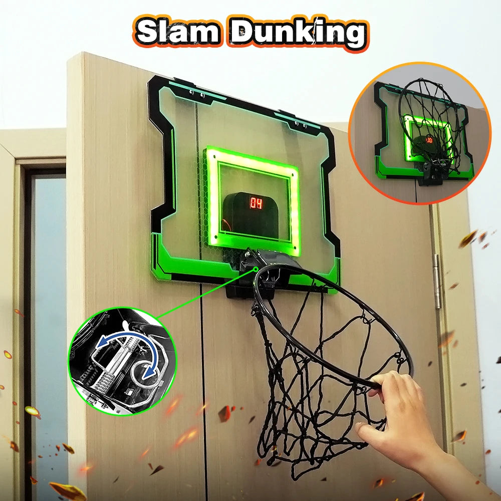 VATOS Mini Basketball Hoop Shooting Game Set Toy Electronic Score Board Auto Sound Light For Kids Teens Adults Indoor Games