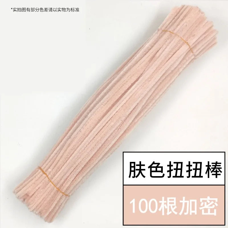 100pcs Chenille Stems Toy DIY Strips Twist Bar Anvil Wire Craft Pipe Creative Hobby Children Plush Stick Pipe Cleaners DIY Craft