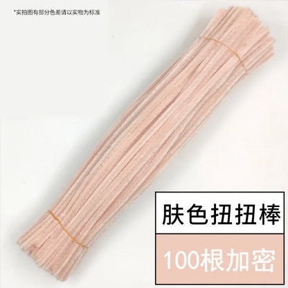 100pcs Chenille Stems Toy DIY Strips Twist Bar Anvil Wire Craft Pipe Creative Hobby Children Plush Stick Pipe Cleaners DIY Craft