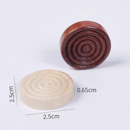 24x Round Wooden Checkers Pieces with Stackable Ridge Backgammon Pieces for Family Party Supplies Traditional Games Parts