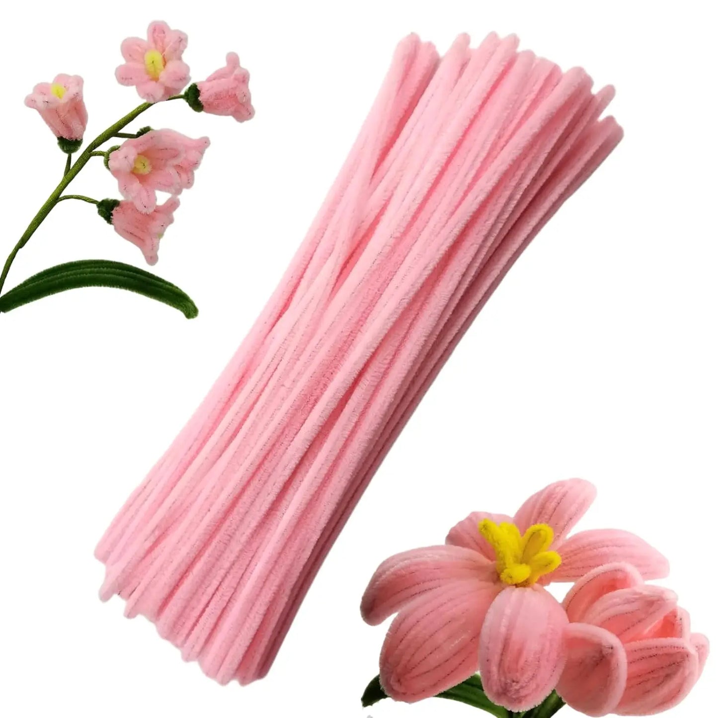 100pcs Pink Pipe Cleaners, Chenille Stems, Pipe Cleaners for Crafts, Pipe Cleaner Crafts, Art and Craft Supplies.