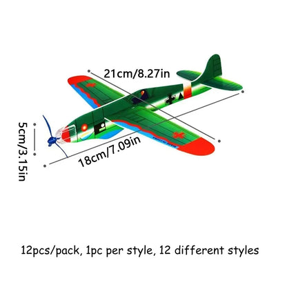 12Pcs Foam Airplane Toy Glider Planes for Kids Party Favors Birthdays Gifts Prize Airplane Model Outdoor Flying Toys