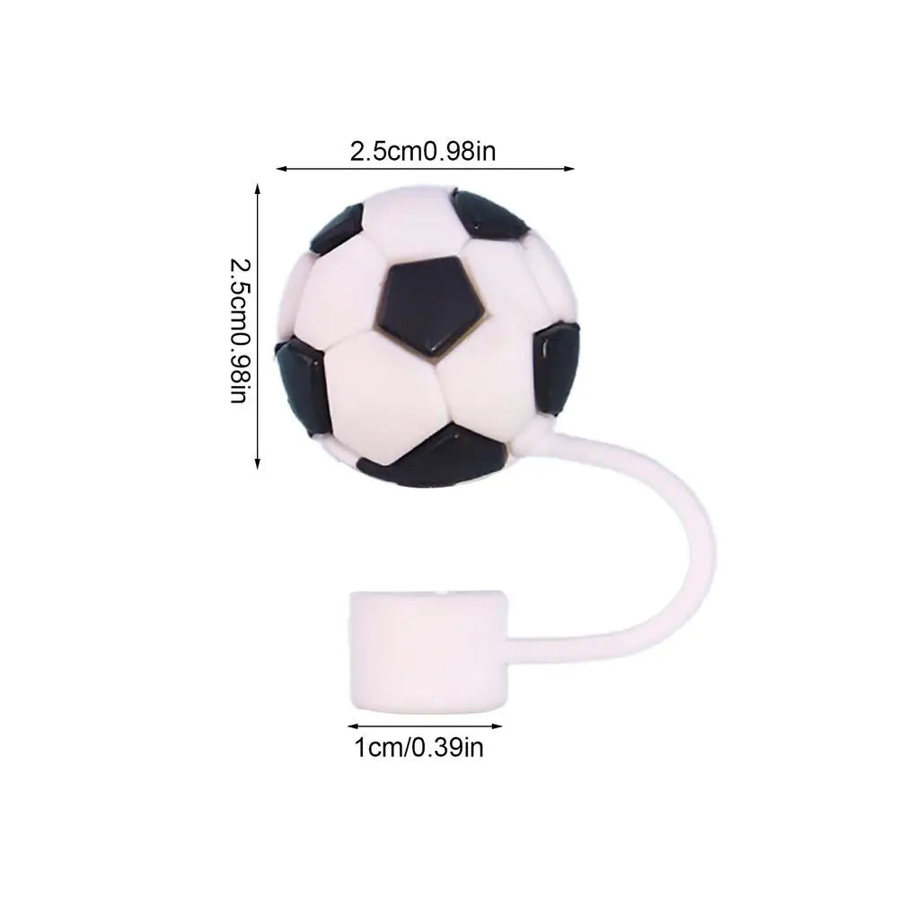 1pc Straw Topper Dust Proof Plugs Basketball Football Shape Covers Reusable Cute Soccer Ball Caps Baseball