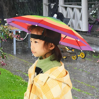 Children Rain Umbrella Hat Portable Foldable Outdoor Headwear Shade Head Hats Cap Beach Sun Camping Kids Waterproof Fishing K5F9