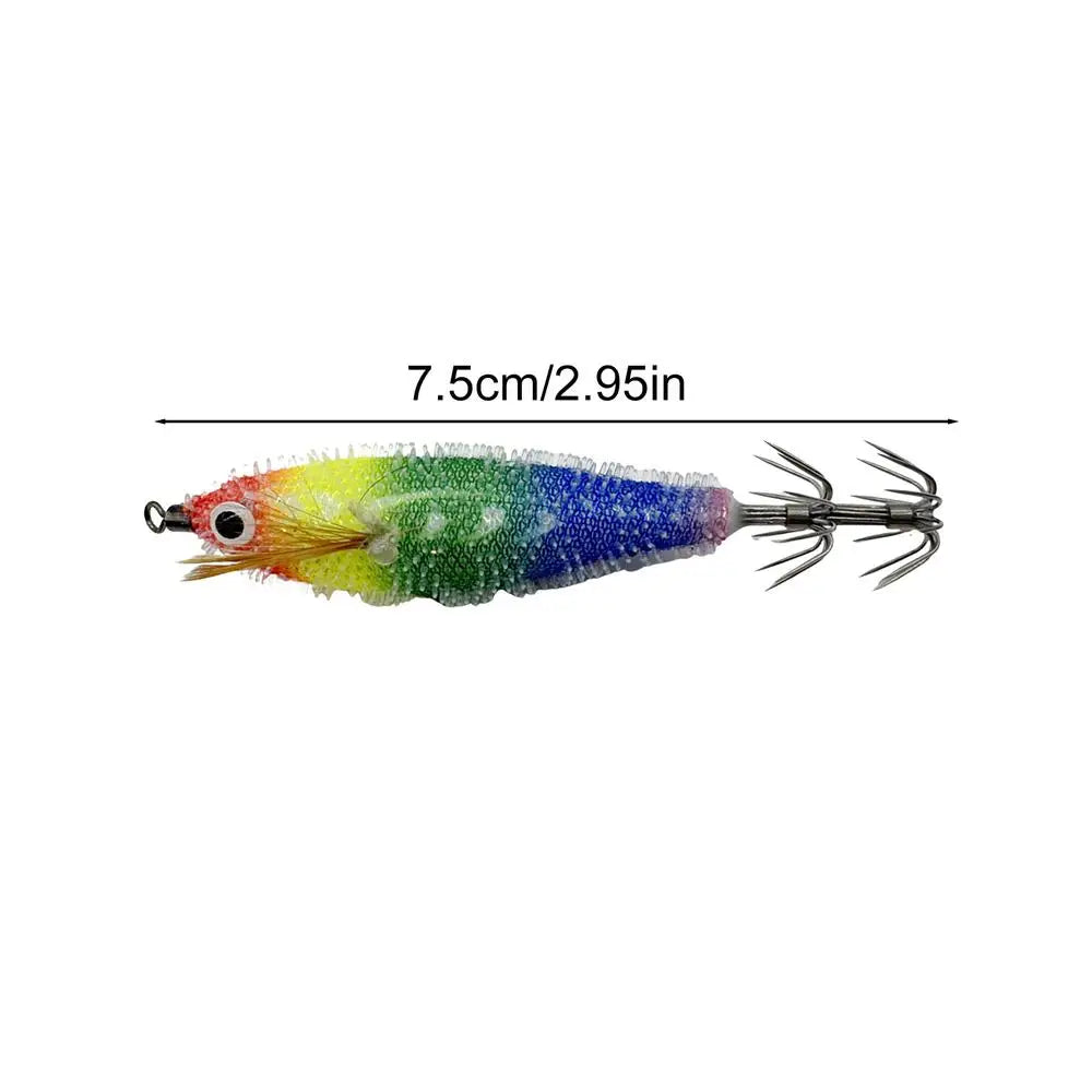 Squid Jigs Saltwater 3D Fishing Lure Hooks Glow in the Dark Animated Lure Squid Lures Shrimp Bait Deep Sea Night Fishing Lures