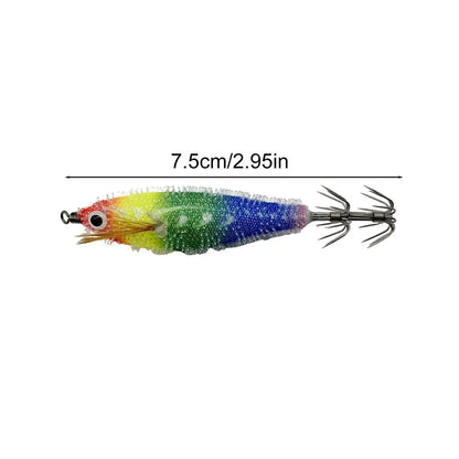 Squid Jigs Saltwater 3D Fishing Lure Hooks Glow in the Dark Animated Lure Squid Lures Shrimp Bait Deep Sea Night Fishing Lures