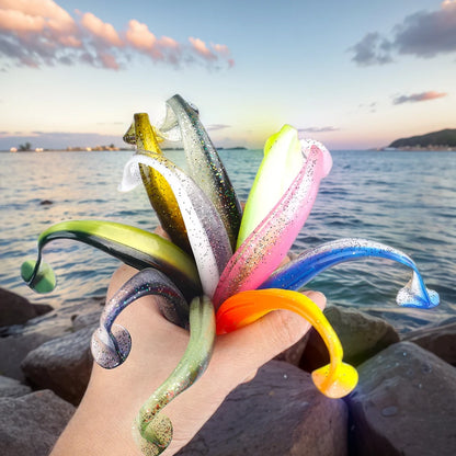 10Pcs 9cm T Tail Worm Soft Bait Plastic Fishing Soft Lure Paddle Tail Swim Baits for Bass Trout Freshwater Saltwater