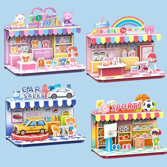 3D Puzzle Convenience Store, Car Store, Sports Store, Toy Store, DIY Puzzle Jigsaw Assembly Model