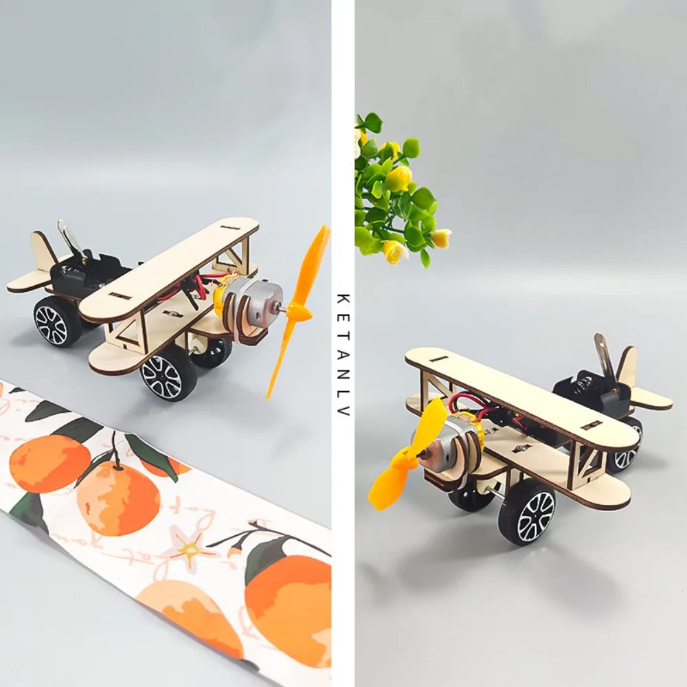 Wooden Airplane Mode Creative Educational 3D Experiment Kits DIY School Projects Assembly Model Kits Kids