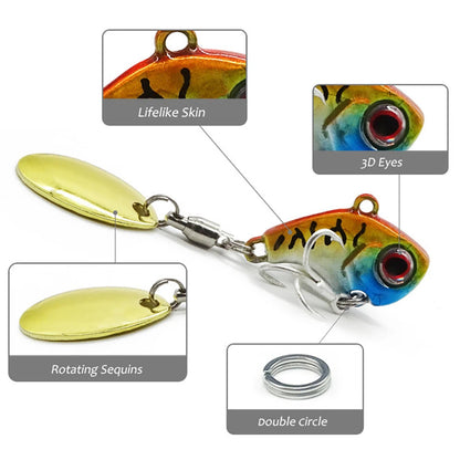 5Pcs Spinner Fishing Lure 5g/7g/10g/14g/20g Long Casting Drop Shot Bait VIB VIBRATION Artificial Bait Swivel Pike Fishing Tackle