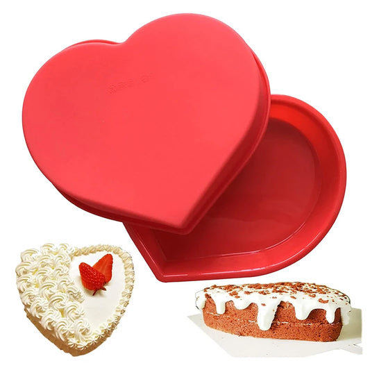 Heart Cake Silicone Mold Baking Bakeware Shallow Pan For Cheese Dessert Brownie Mousse Valentine's Day Kitchen Accessories Tools