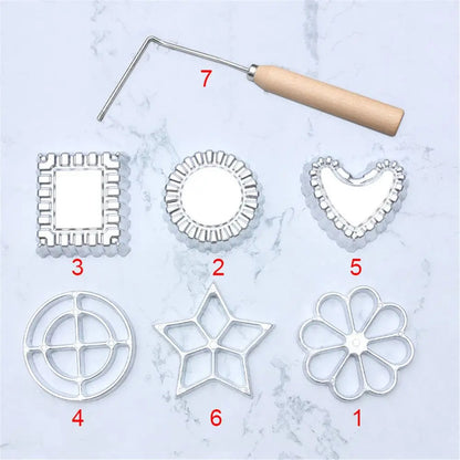 Aluminum Swedish Rosette Iron Maker Waffle Timbale Molds Funnel Cake Ring Maker Cookie Bake Mold Bunuelos Mold With Handle