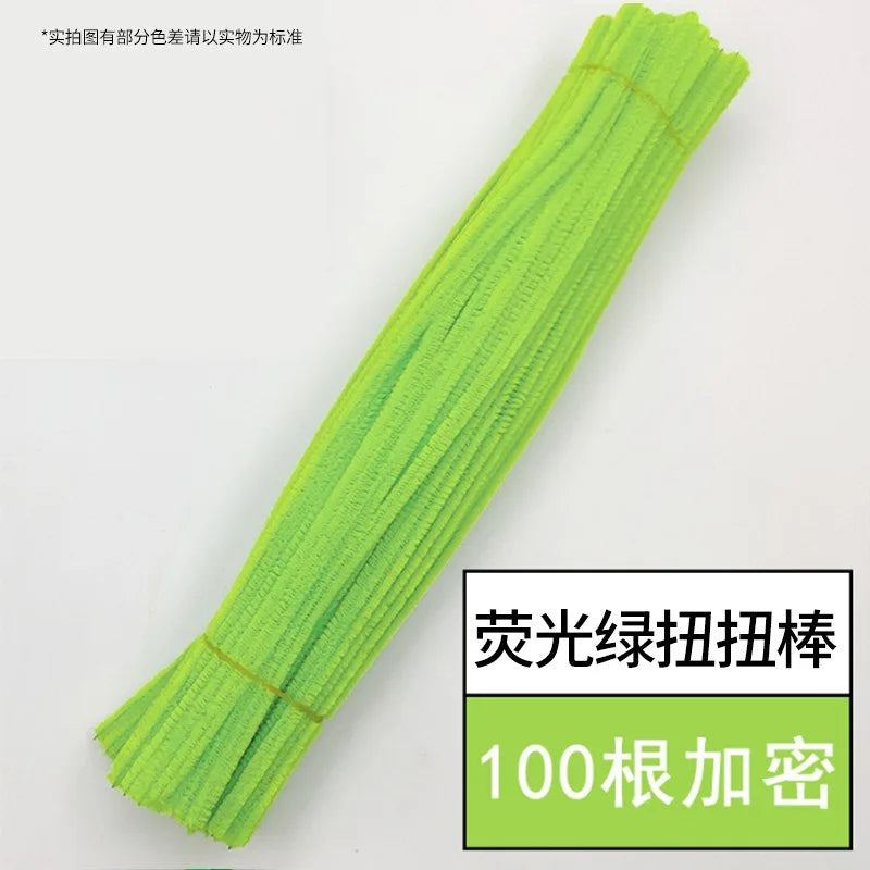 100pcs Chenille Stems Toy DIY Strips Twist Bar Anvil Wire Craft Pipe Creative Hobby Children Plush Stick Pipe Cleaners DIY Craft