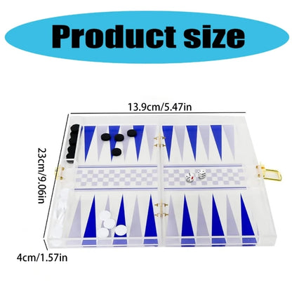 Backgammon Board Game Travel Set Portable Strategy Board Game Playing Dices Cups